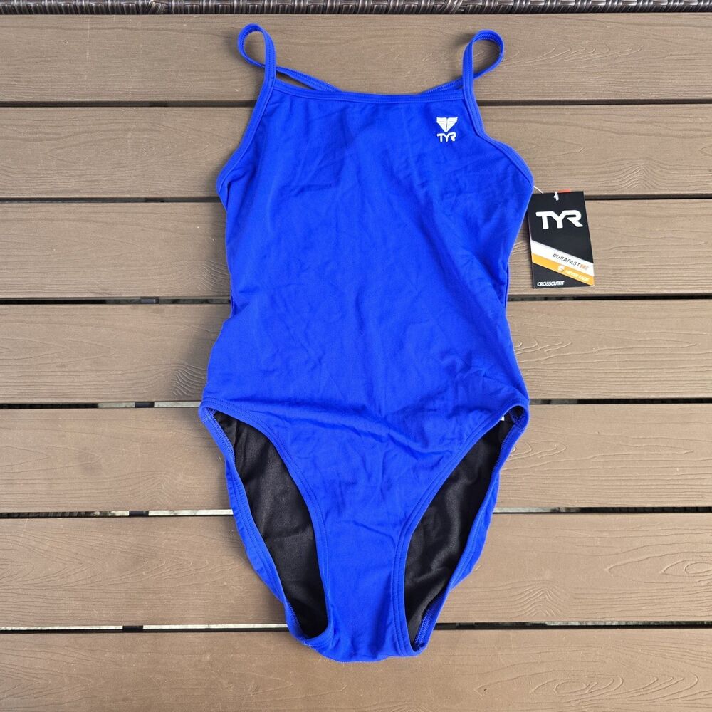 TYR Durafast One Women's Solid Royal Crosscutfit One-Piece Swimsuit Sz 34 New